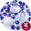 Luster effect dark blue nuggets - table decoration with purple clam shells